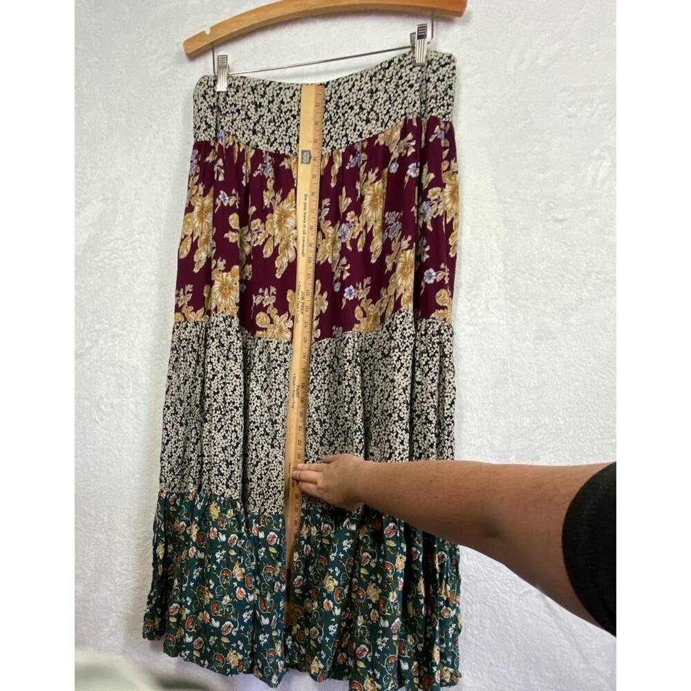 Natural Life Long Skirt Multiple Tiered Prints Women’s XL Elastic Waist - Picture 9 of 11